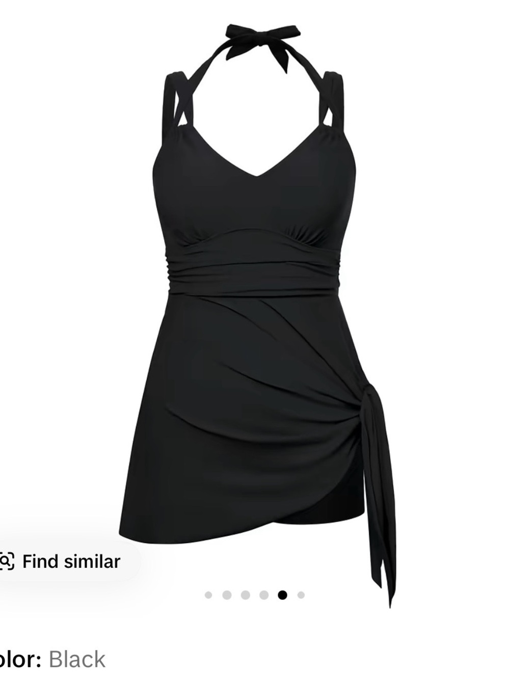 Black Halter Swimdress with Side Tie and boyshorts